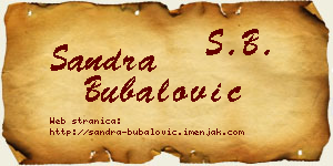 Sandra Bubalović vizit kartica